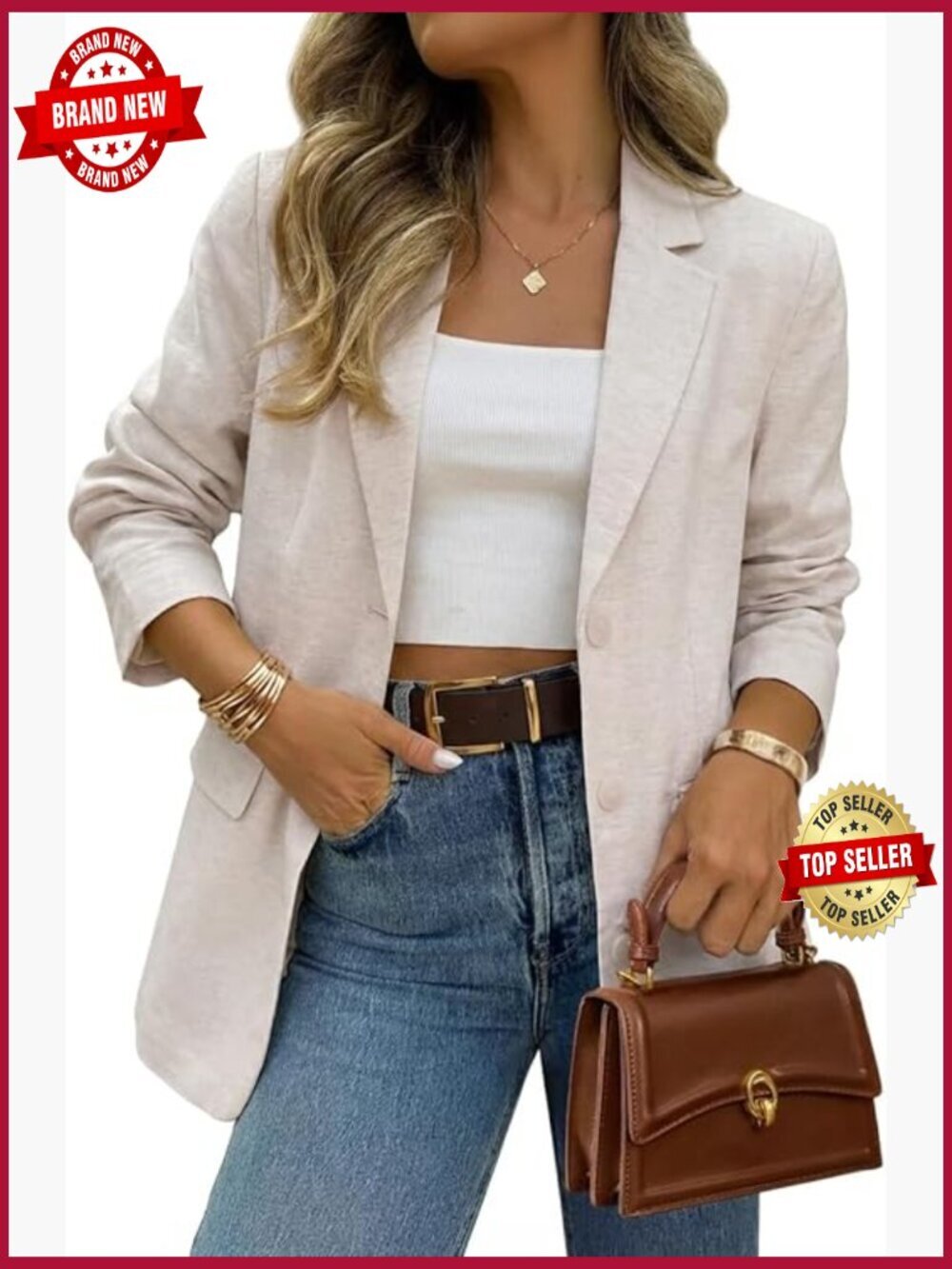 Long Sleeve Linen Blazer Casual Spring Summer Lightweight Jackets